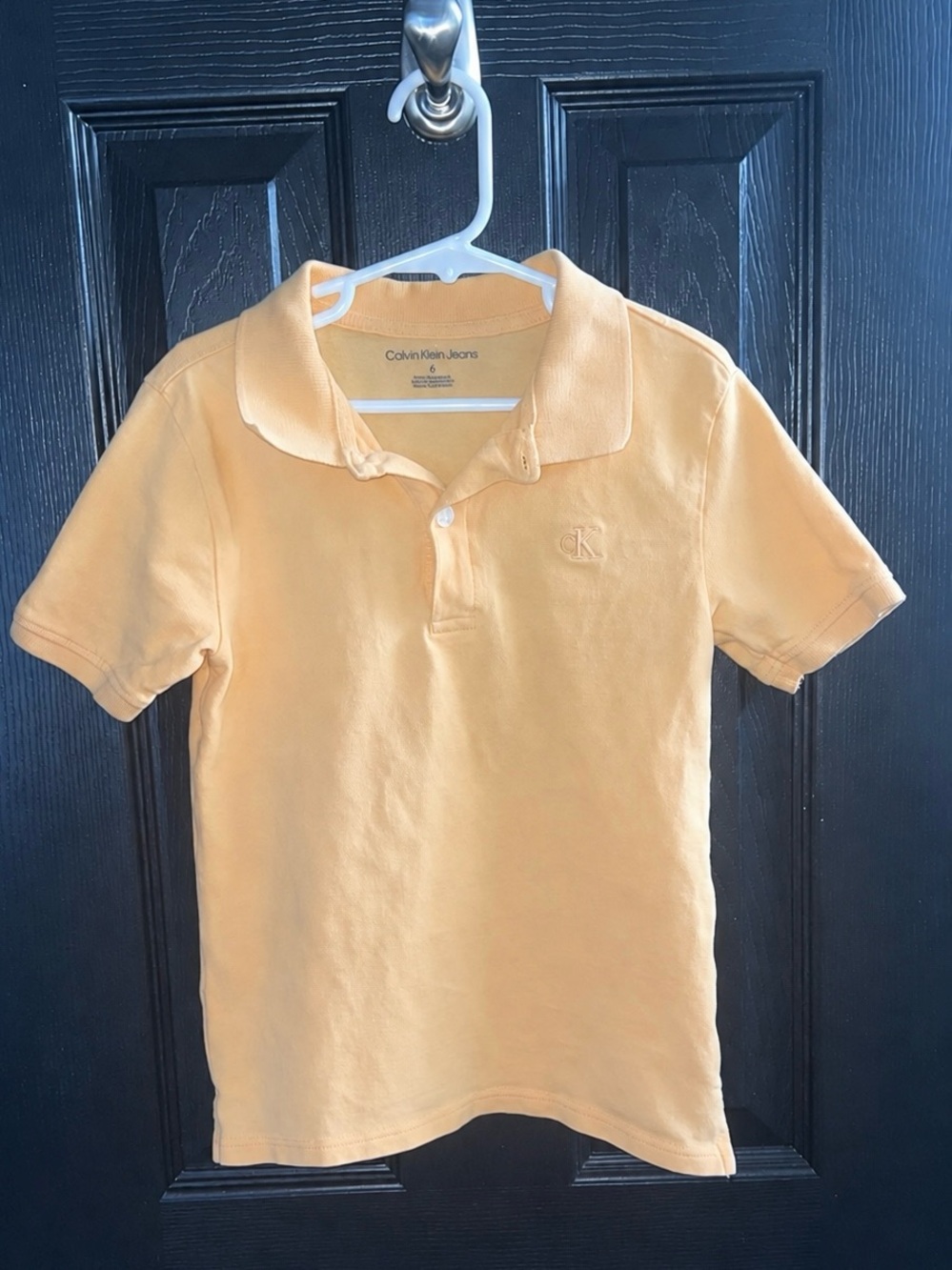 Calvin Klein Jeans Boys Light Orange Polo Shirt Size 6